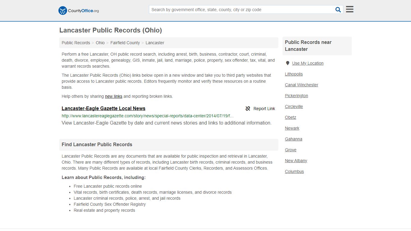 Public Records - Lancaster, OH (Business, Criminal, GIS, Property ...